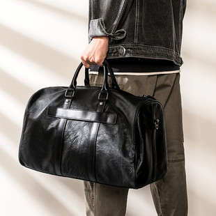 短途行李包 旅行包牛皮单肩斜挎手提包休闲大容量时尚 新款 真皮男士