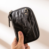 真皮多功能钥匙包男大容量牛皮零钱驾驶证包个性 手工钱包手拿包女