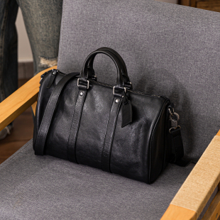 后步原创男士 真皮单肩斜挎包通勤潮牌背包休闲百搭牛皮手提邮差包