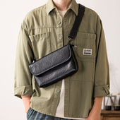 原创小众男士 真皮通勤单肩斜挎包男款 植鞣牛皮休闲手机小包手拿包