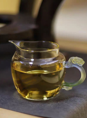 弘建新品陆钻龙把公道杯大小号迷你茶海高硼硅家用手工泡茶分茶器