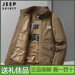 纯棉工装 秋冬2025新款 茄克休闲 SPIRIT吉普飞行夹克外套男士 JEEP