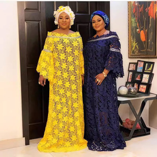 lace fashion robe bat dress非洲蕾丝长裙 african loose women