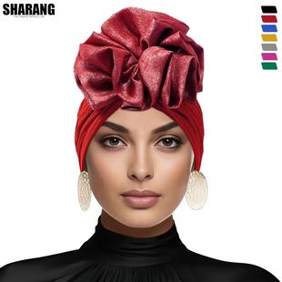 欧美时尚小众设计大花夸张头饰纹理舒适日常百搭套头女士头巾