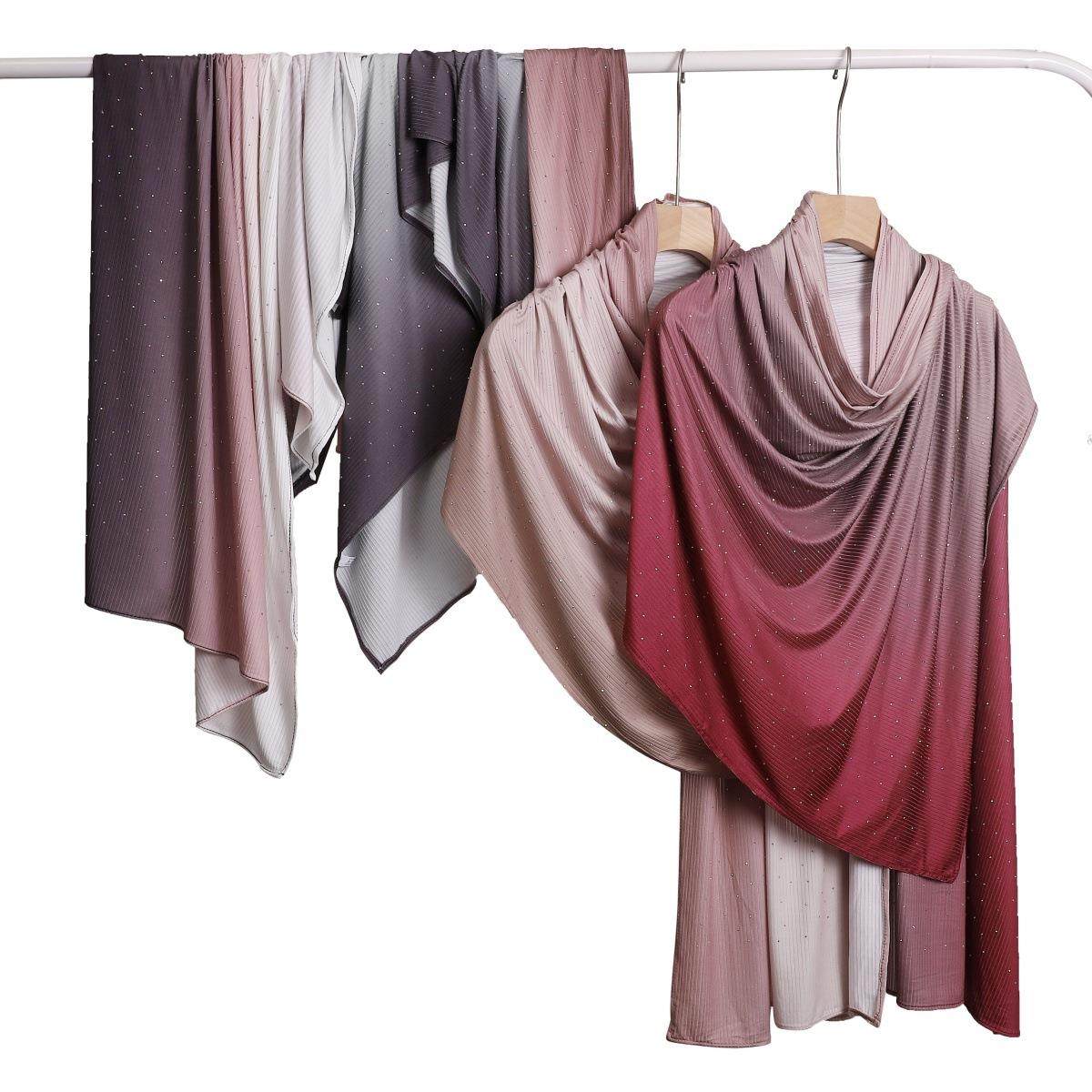 满天星烫钻渐变色螺纹针织围巾弹性柔软透气汗布坑条纹包头长巾,服饰配件/皮带/帽子/围巾,围巾/丝巾/披肩,淘宝优惠券,粉丝福利购,淘宝优惠卷