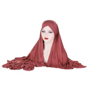 热销纯色额头交叉包头围巾中东马来头巾盖头围巾帽