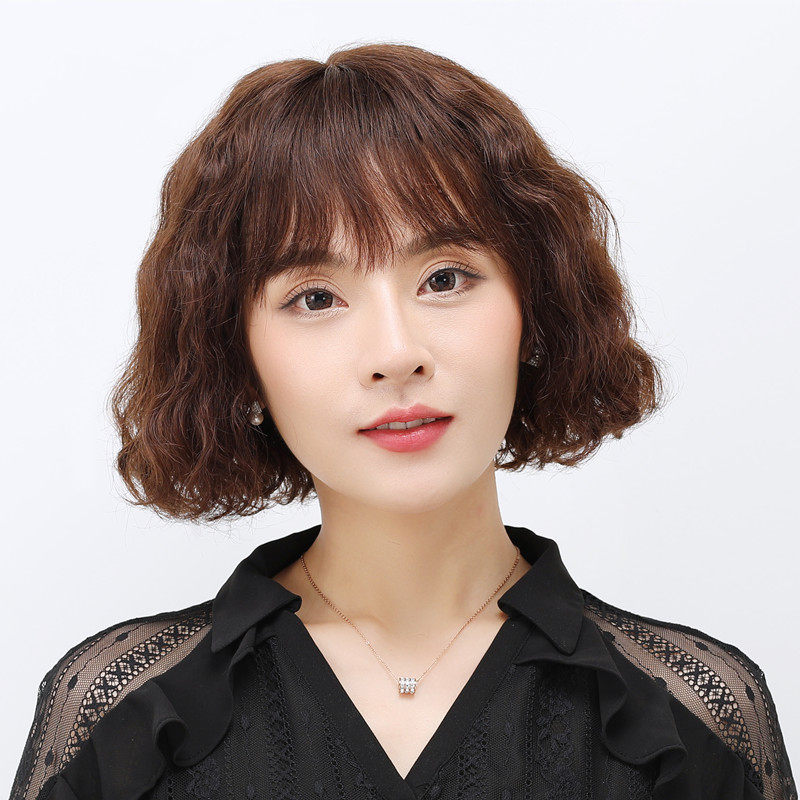 假发女短发羊毛卷蓬松玉米烫卷发妈妈中长波浪卷发真发整顶全头套