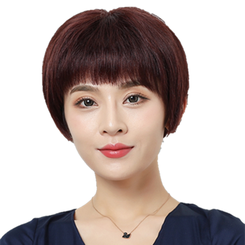 中年风送妈妈真人发丝假发女短发