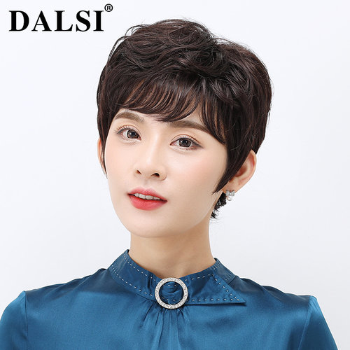 中年风妈妈套式真人假发女短发