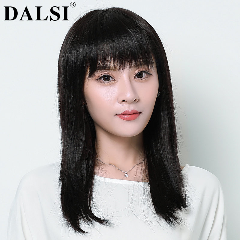 真发假发女中长发锁骨发蓬松自然圆脸网红长直发气质修脸长卷发套