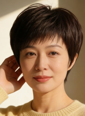 中老年真发透气轻薄短发假发
