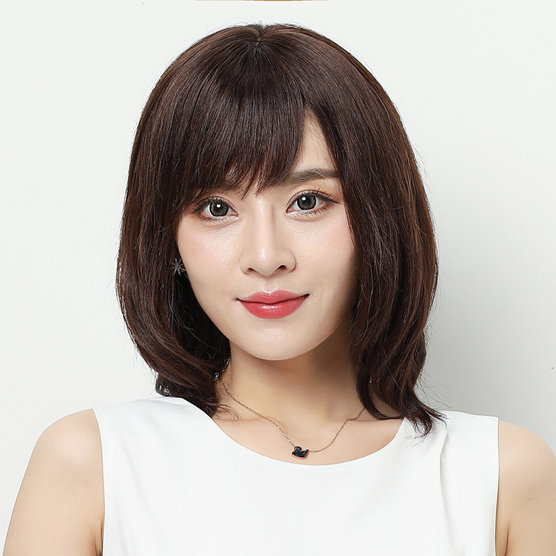 假发女中长发卷发发型真发全头套式 自然逼真透气中年妈妈假发套