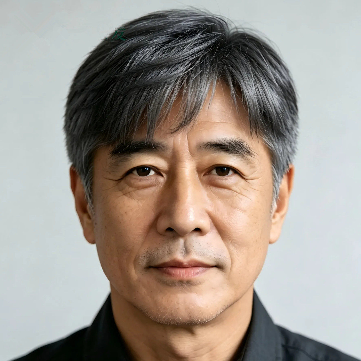 中老年男士灰白短直逼真整顶假发