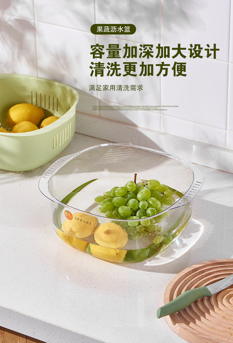 厨房特厚多层洗菜盆沥水篮双层新款洗菜篮家用大容量水果盘洗水果,餐饮具,果盆/果盘/果篮,淘宝优惠券,粉丝福利购,淘宝优惠卷