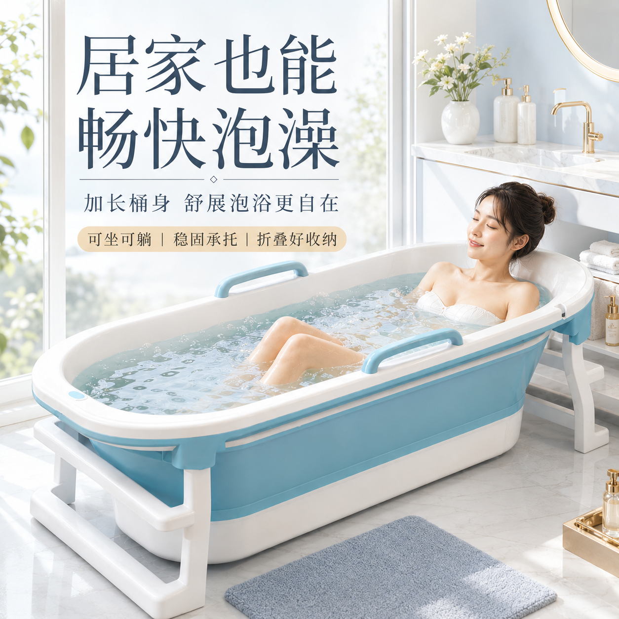 泡澡桶大人可折叠浴桶浴缸加大加高沐浴盆全身成人洗澡桶家用神器