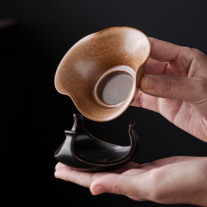 窑变苍山茶漏茶滤茶叶过滤网家用功夫茶具配件高档陶瓷泡茶滤茶器