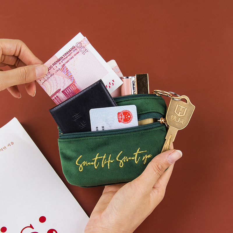 迷你丝绒零钱包便携时尚ins风