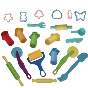 橡皮泥粘土彩泥模具太空玩具沙套装小擀面杖小刀叉勺镂空黏土工具