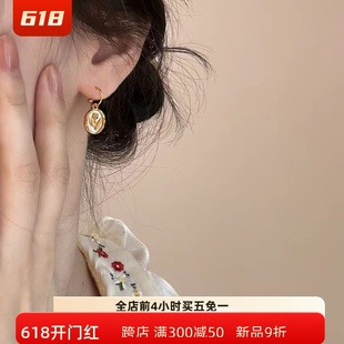 栀子西逆时间 郁金香椭圆贝壳耳圈小众设计流苏耳环耳钉气质感女