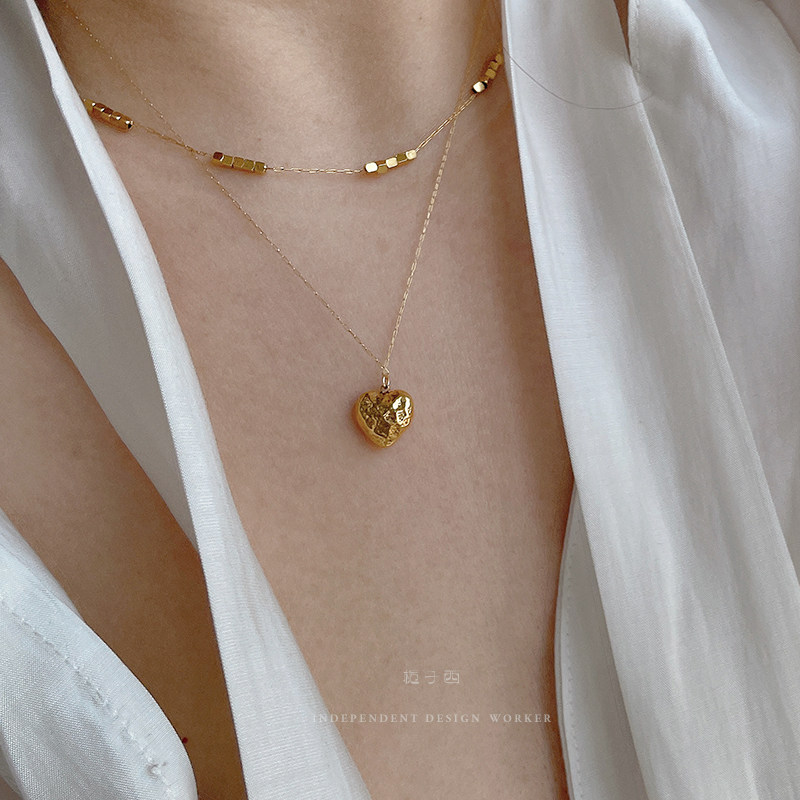 观雾眠 巴斯克 简约调刻爱心吊坠项链双层锁骨链生日礼物配饰,饰品/流行首饰/时尚饰品新,项链,淘宝优惠券,粉丝福利购,淘宝优惠卷