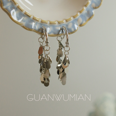 银海麦穗欧美小众设计高级金属亮片流苏轻奢耳坠耳环