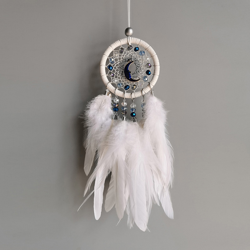 白色车载捕梦网成品车挂羽毛装饰礼物礼盒送礼女生 C太的手工包邮