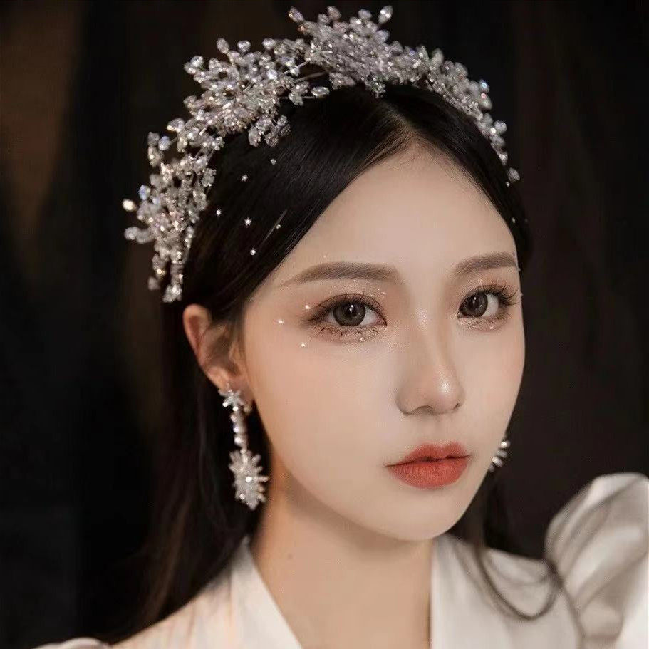 冰雪女王皇冠新娘结婚礼头饰满钻锆石王冠跟妆婚纱礼服宴会发饰品