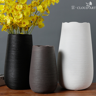 陶瓷插花拉丝客厅白色简约现代富贵竹干花器鲜花水北培欧式大花瓶