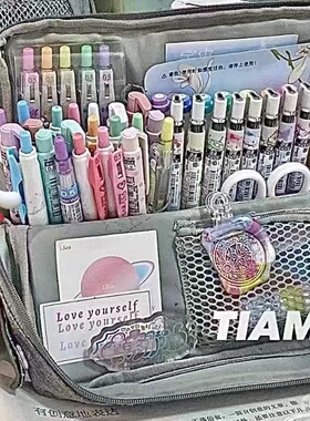 日本kokuyo国誉haco笔袋一米新纯ins超大容量多功能男初高中生帆布铅笔盒女简约复古双层儿童学生网红文具袋