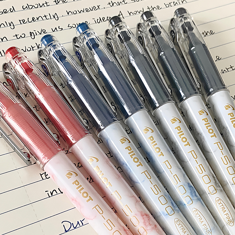 日本PILOT百乐笔P500中性笔考试专用中小学生刷题笔P-500针管式走珠笔水笔0.5学生用黑色官方正品大容量