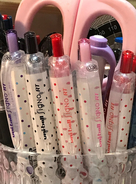 日本三菱中性笔限定波点0.38按动式彩色水笔学生uni-ball figno三菱迪士尼限定款进口波点签字笔UMN-138S