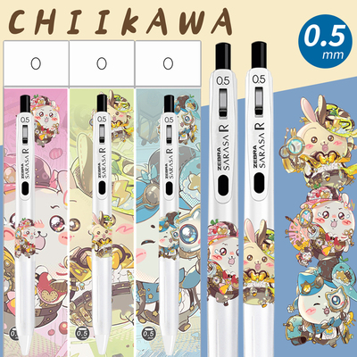 日本ZEBRA斑马按动中性笔chiikawa吉伊卡哇DIY限定名侦探自嘲熊乌萨齐速干水笔JJ29黑色SARASAR考试签字笔