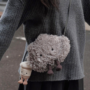 新款可爱乌云毛绒包百搭卡通玩偶云朵包单肩包毛茸茸趣味斜跨包包