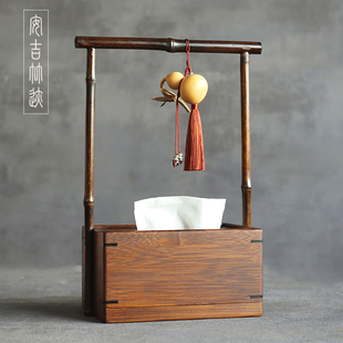 輕奢紫竹客廳抽紙盒家居實(shí)木餐巾盒茶桌禪意裝 新中式 飾擺件紙巾盒