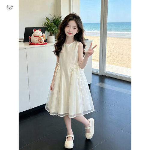 女童连衣裙2026新款超火儿童富家千金感裙子女孩夏季白色公主裙夏