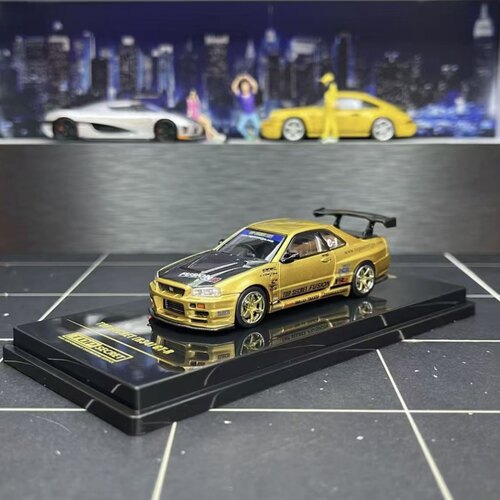 【李先生】INNO 1:64 SECRET R34 GTR 金色黑盖合金汽车模型