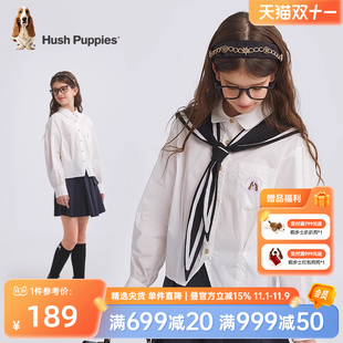 薄外套儿童百搭内搭大童时尚 2025春秋新款 上衣 女童衬衫 暇步士童装