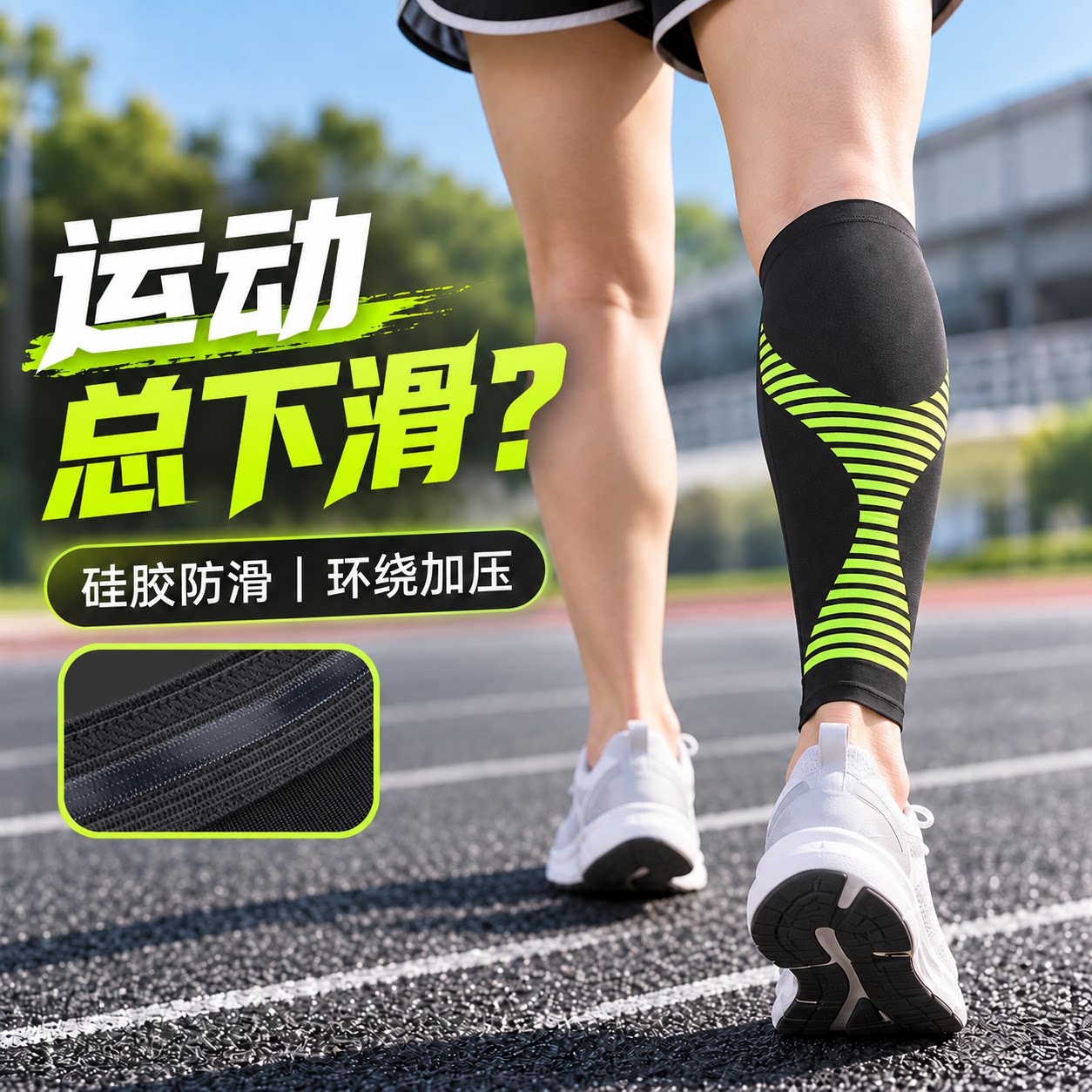 运动护小腿套硅胶防滑吸汗透气款