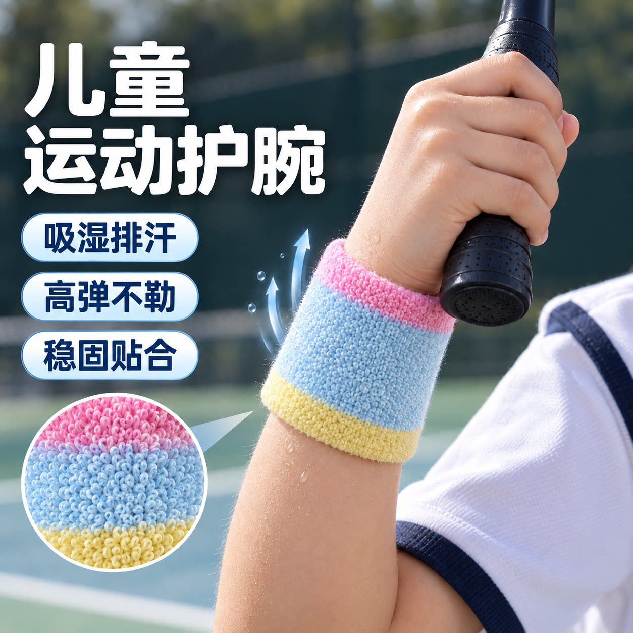 儿童运动护腕吸汗透气柔软高弹力