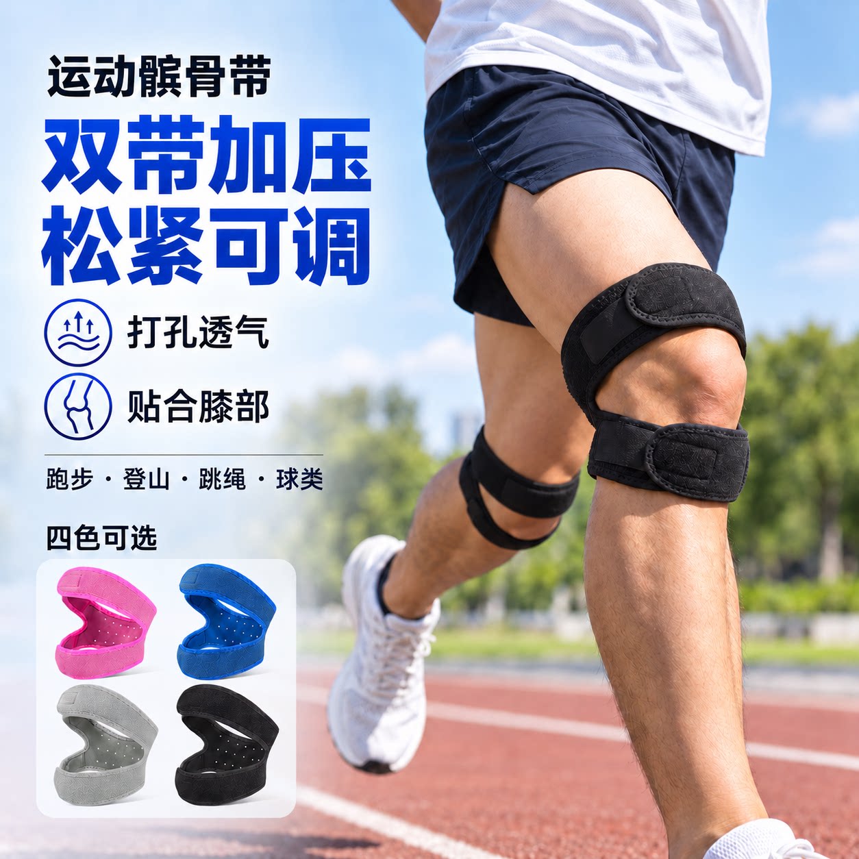 运动髌骨带双带加压透气松紧可调