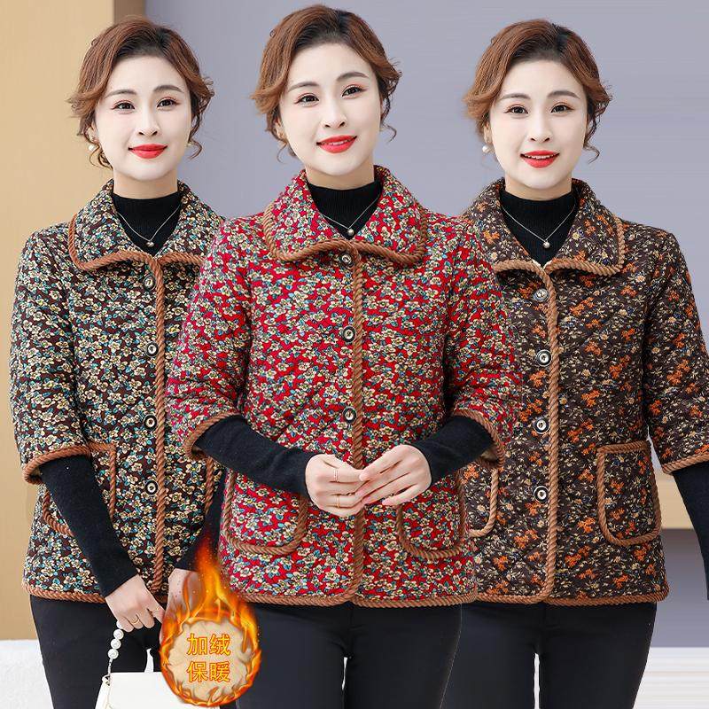 妈妈秋冬装中袖加绒棉袄加厚马甲中老年人女洋气保暖马甲背心外套