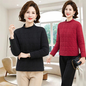 T恤打底棉服内搭上衣服 冬季 加绒加厚棉衣中老年女装 长袖 妈妈冬装