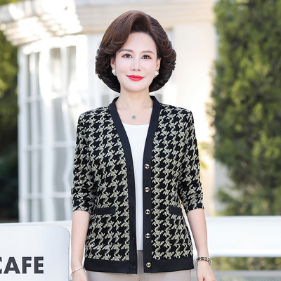 中老年妈妈装春秋薄款开衫