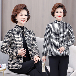 冬季妈妈装棉衣加厚保暖短款印花小棉袄中老年女宽松大码夹棉棉服