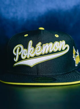 宠物小精灵POKEMON皮卡丘平沿帽黑男女棒球帽ins嘻哈帽可爱游戏
