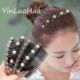 珍珠发梳插梳碎发整理神器发夹女夏季刘海头发夹子头饰后脑勺发卡