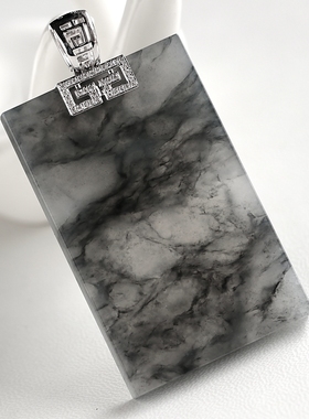 石之富缅甸翡翠A货18K金镶钻冰种无事牌玉吊坠19.54克