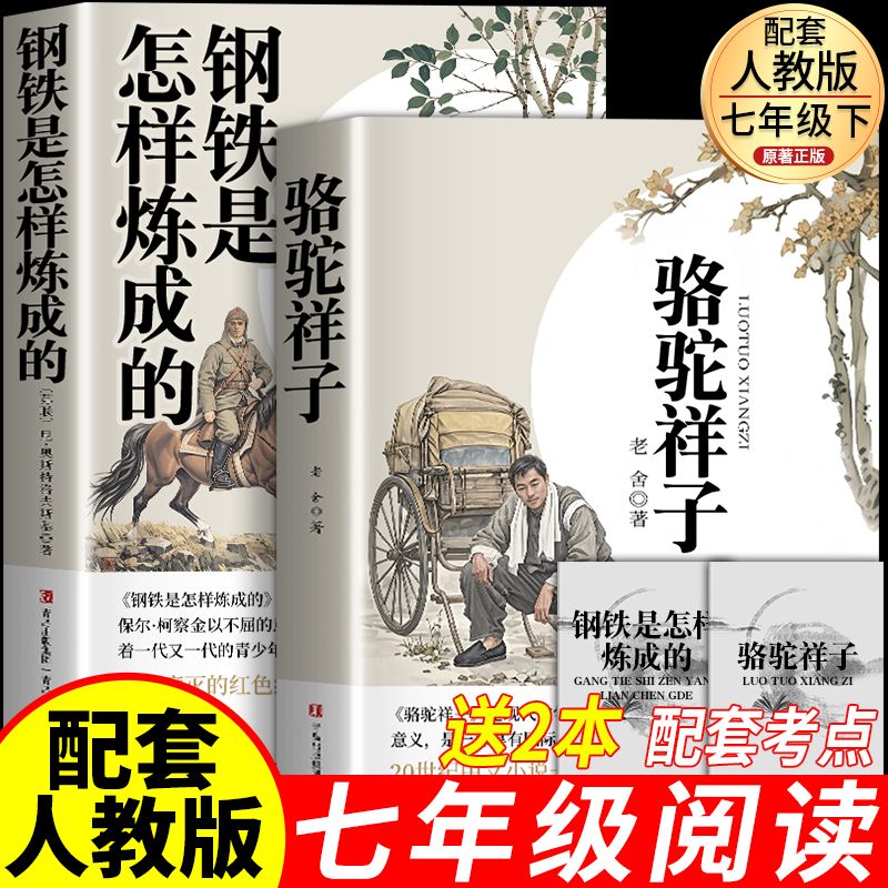骆驼祥子和钢铁是怎样炼成的正版书籍原著海底两万里七年级下册7年级配套新教材必读的完整版课外书目老师初一2祥子名著阅读