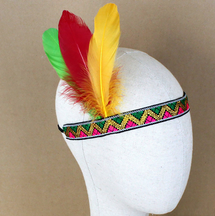 儿童头饰表演羽毛发饰小印安人原住民非洲部落头发饰品艺术节学生