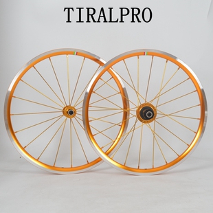 TIRALPRO 20寸406 451 碟刹轮组金色C刹V刹轮组 五培林120响花鼓